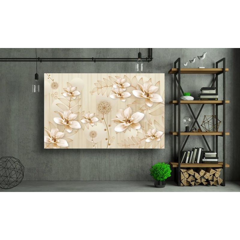 Casa si Gradina - Decoratiuni - Tablouri - Tablou canvas - Abstract flori aurii si papadie, 100x70 cm - Infinity.ro
