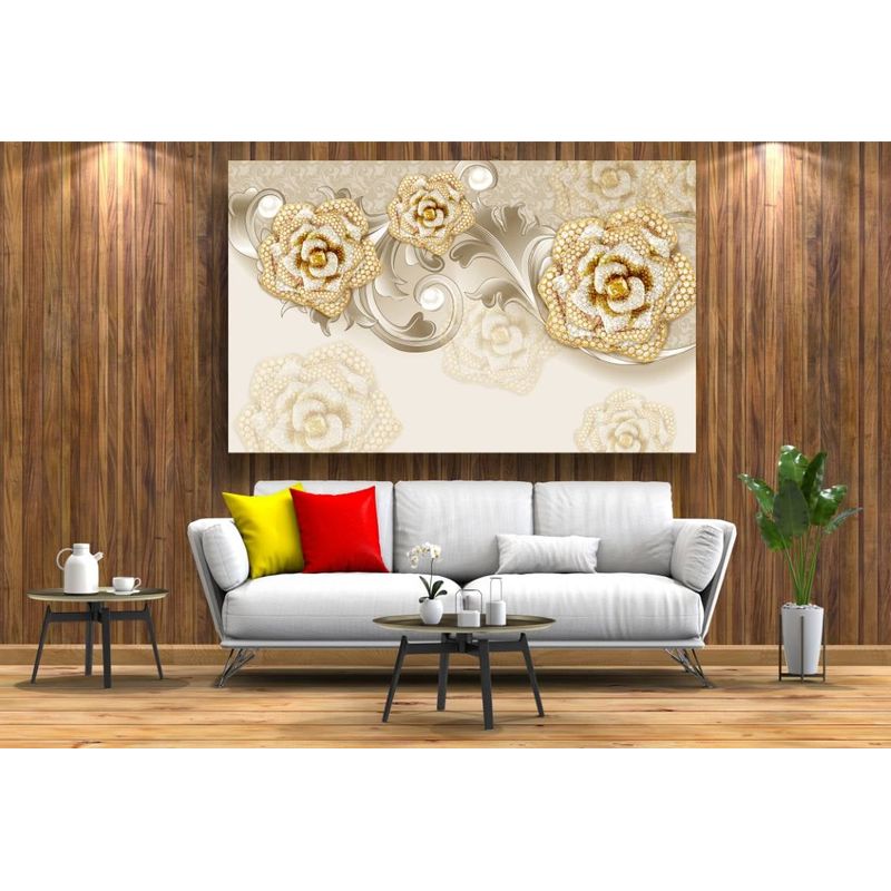 Casa si Gradina - Decoratiuni - Tablouri - Tablou canvas - Abstract flori bronz, 50x35 cm - Infinity.ro
