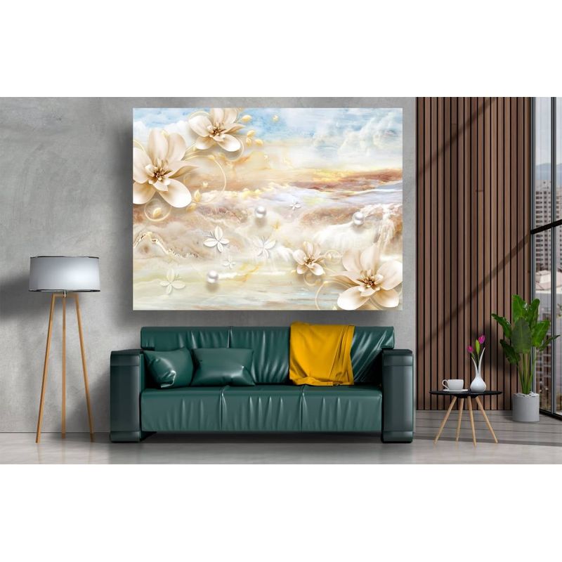 Casa si Gradina - Decoratiuni - Tablouri - Tablou canvas - Abstract flori crem, 75x50 cm - Infinity.ro