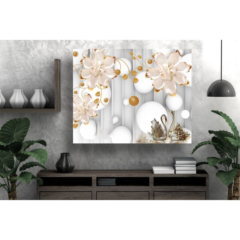 Casa si Gradina - Decoratiuni - Tablouri - Tablou canvas - Lebede portelan gri, 100x70 cm - Infinity.ro