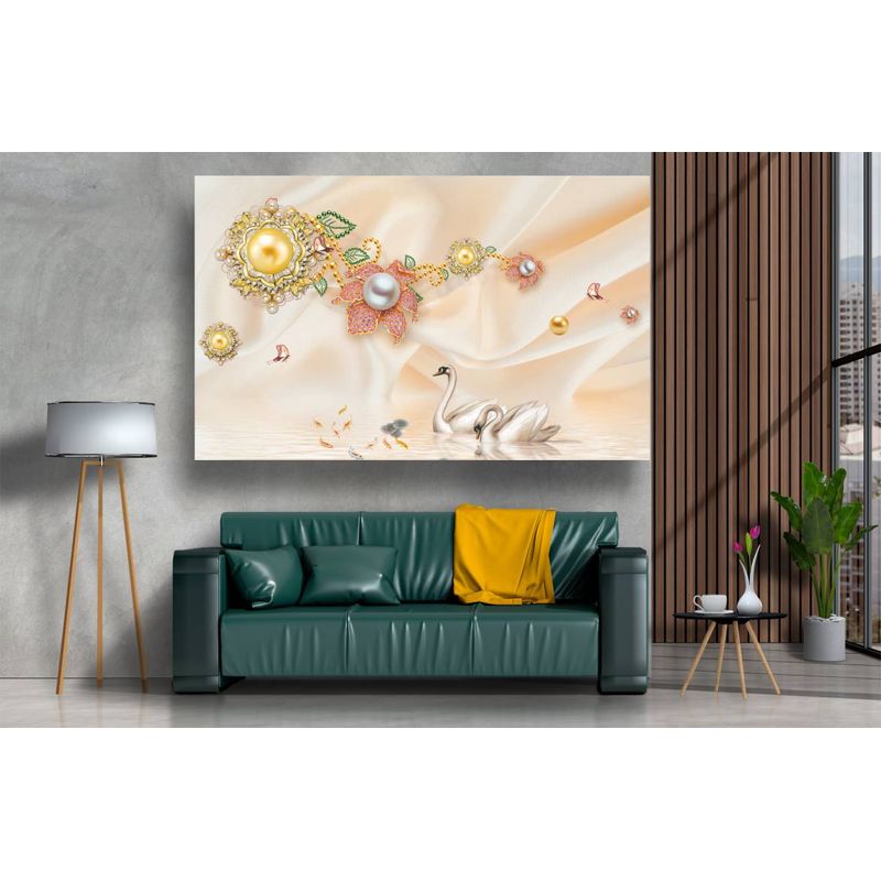 Casa si Gradina - Decoratiuni - Tablouri - Tablou canvas - Lebede in natura abstract, 75x50 cm - Infinity.ro