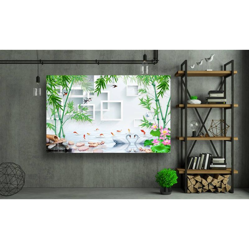 Casa si Gradina - Decoratiuni - Tablouri - Tablou canvas - Abstract lebede in apa, 100x70 cm - Infinity.ro