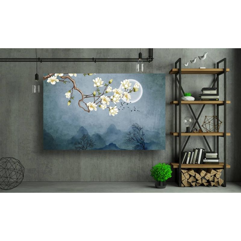 Casa si Gradina - Decoratiuni - Tablouri - Tablou canvas - Abstract luna si pasarile, 90x50 cm - Infinity.ro
