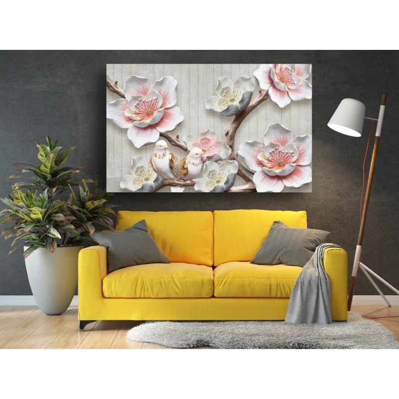 Casa si Gradina - Decoratiuni - Tablouri - Tablou canvas - Flori si porumbei, 75x50 cm - Infinity.ro