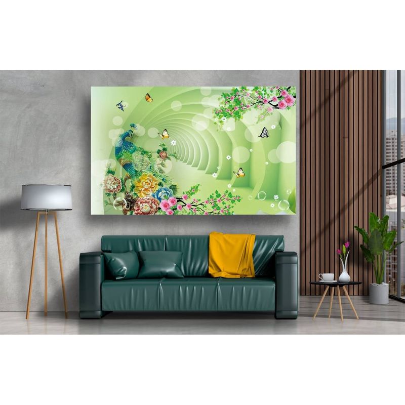 Casa si Gradina - Decoratiuni - Tablouri - Tablou canvas - Abstract paun si fluturi, 50x35 cm - Infinity.ro