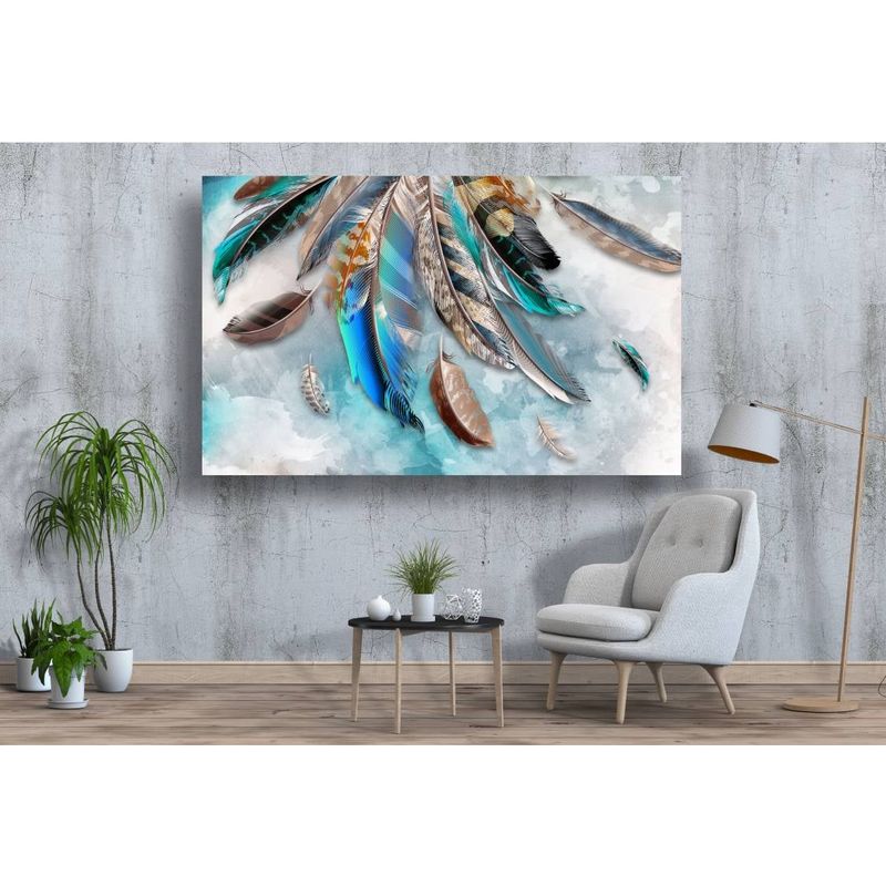 Casa si Gradina - Decoratiuni - Tablouri - Tablou canvas - Abstract pene colorate pe fundal colorat, 90x50 cm - Infinity.ro