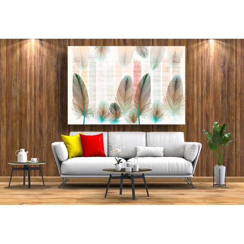 Casa si Gradina - Decoratiuni - Tablouri - Tablou canvas - Abstract pene pe fundal colorat, 100x70 cm - Infinity.ro