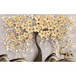 Casa si Gradina - Decoratiuni - Tablouri - Tablou canvas - Abstract pom si cerbi aurii, 90x50 cm - Infinity.ro