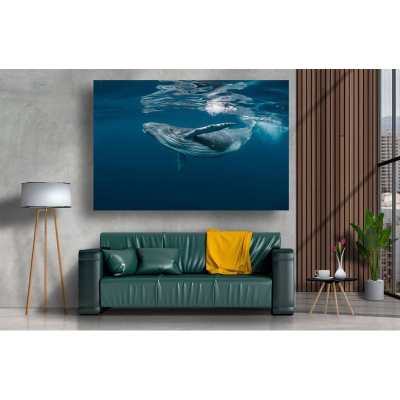 Casa si Gradina - Decoratiuni - Tablouri - Tablou canvas - Balena albastra in apa, 75x50 cm - Infinity.ro