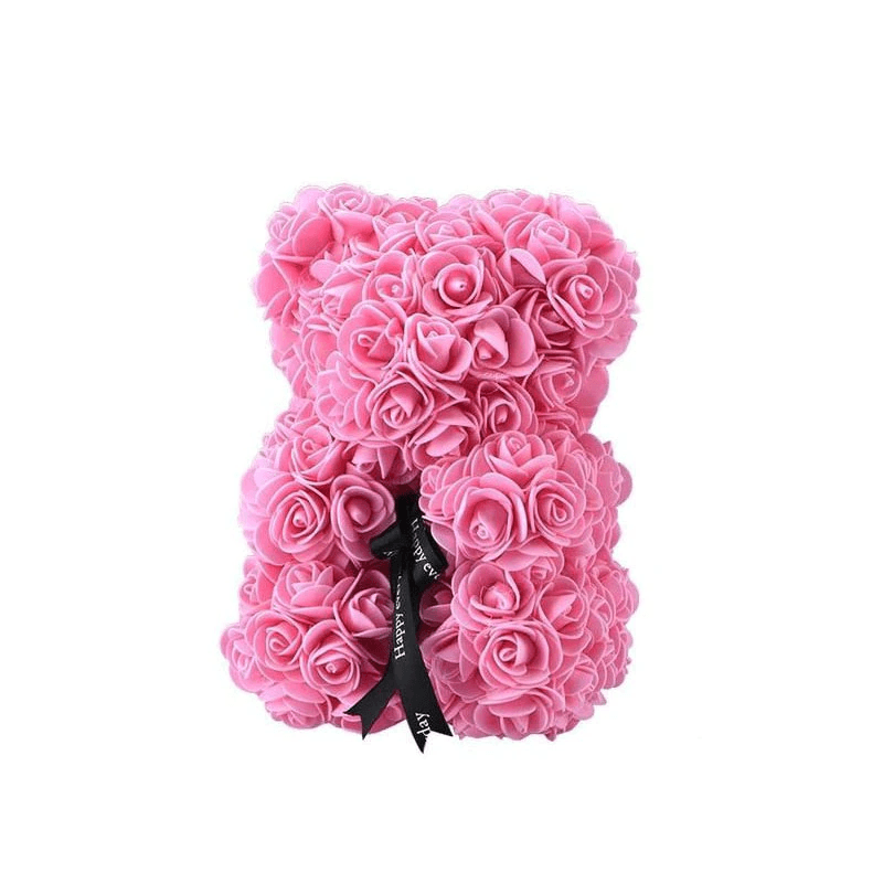 Casa si Gradina - Decoratiuni - Obiecte decorative - Plante artificiale - Ursulet din trandafiri, de spuma, Rose Teddy Bear, Valentine's Day, roz, 25cm - Infinity.ro