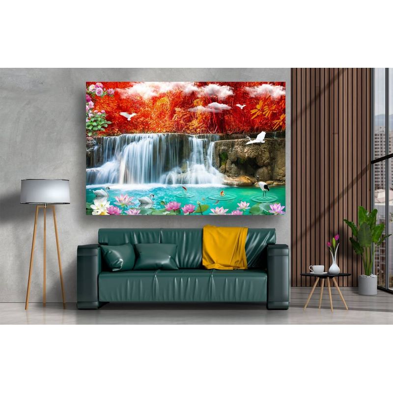 Casa si Gradina - Decoratiuni - Tablouri - Tablou canvas - Cascada si lacul, 90x50 cm - Infinity.ro