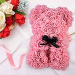 Casa si Gradina - Decoratiuni - Obiecte decorative - Plante artificiale - Ursulet din trandafiri, de spuma, Rose Teddy Bear, Valentine's Day, roz, 25cm - Infinity.ro