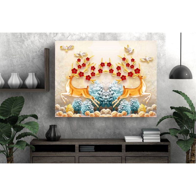 Casa si Gradina - Decoratiuni - Tablouri - Tablou canvas - Cerbi in natura abstract, 100x70 cm - Infinity.ro
