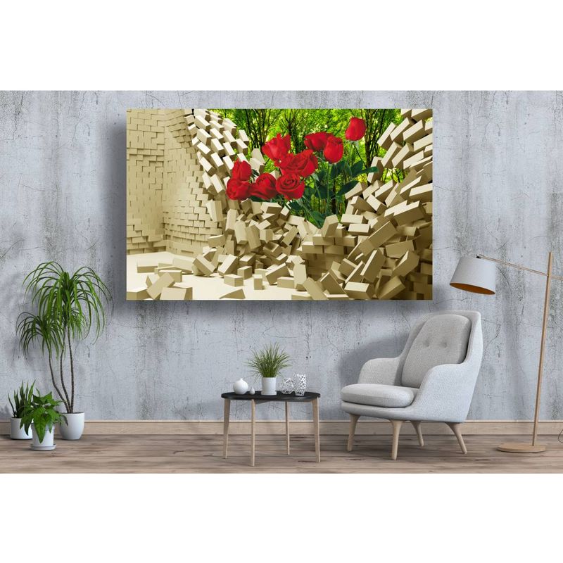 Casa si Gradina - Decoratiuni - Tablouri - Tablou canvas - Flori rosii 3d, 90x50 cm - Infinity.ro