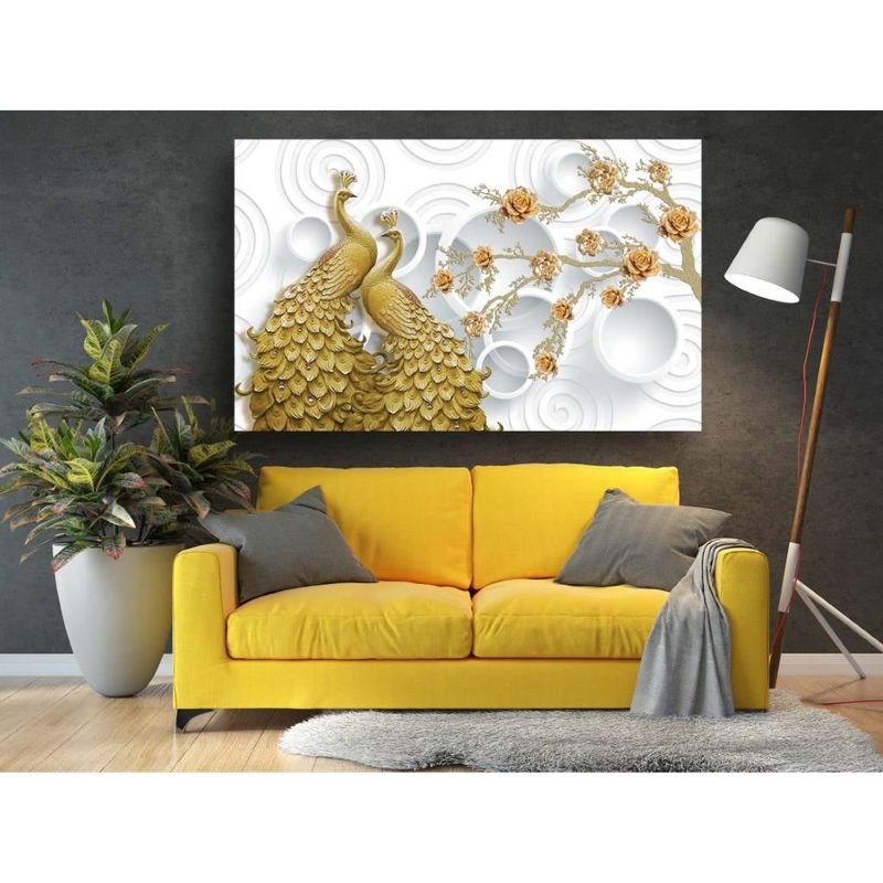 Casa si Gradina - Decoratiuni - Tablouri - Tablou canvas - Fazani abstract auriu, 75x50 cm - Infinity.ro