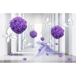 Casa si Gradina - Decoratiuni - Tablouri - Tablou canvas - Flori mov si fluturi albi, 75x50 cm - Infinity.ro