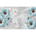 Casa si Gradina - Decoratiuni - Tablouri - Tablou canvas - Flori albastre cu fluturi, 100x70 cm - Infinity.ro
