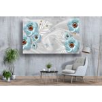 Casa si Gradina - Decoratiuni - Tablouri - Tablou canvas - Flori albastre cu fluturi, 100x70 cm - Infinity.ro