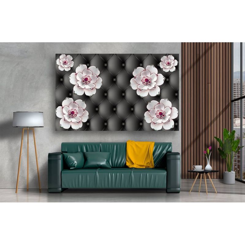Casa si Gradina - Decoratiuni - Tablouri - Tablou canvas - Flori albe cu mov, 75x50 cm - Infinity.ro