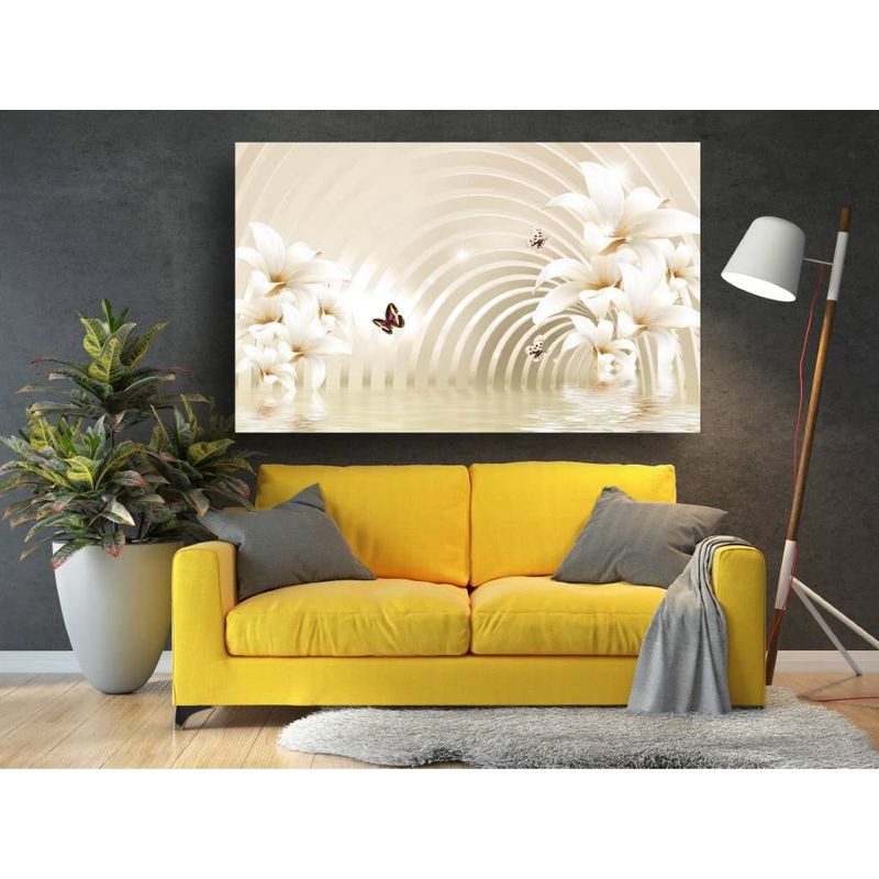 Casa si Gradina - Decoratiuni - Tablouri - Tablou canvas - Flori crem si fluturi, 75x50 cm - Infinity.ro