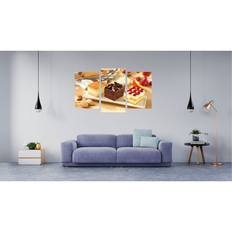 Casa si Gradina - Decoratiuni - Tablouri - Tablou multicanvas 3 piese Food and Drinks model 70, 150x90 cm - Infinity.ro