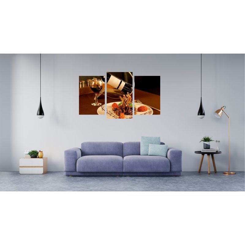 Casa si Gradina - Decoratiuni - Tablouri - Tablou multicanvas 3 piese Food and Drinks model 219, 150x90 cm - Infinity.ro