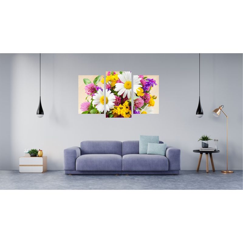 Casa si Gradina - Decoratiuni - Tablouri - Tablou multicanvas 3 piese Flori model 7, 150x90 cm - Infinity.ro