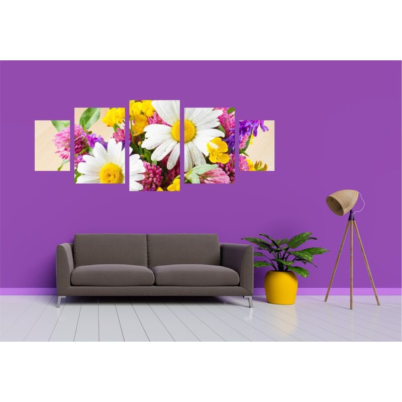 Casa si Gradina - Decoratiuni - Tablouri - Tablou multicanvas 5 piese Flori model 7, 220x90 cm - Infinity.ro