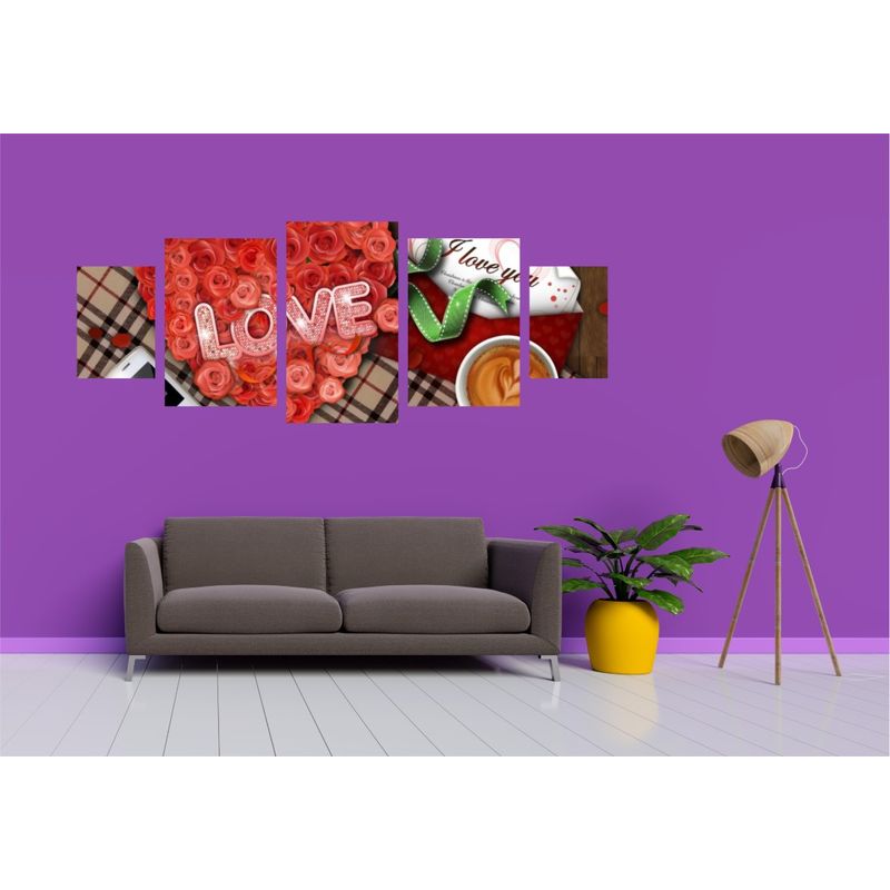 Casa si Gradina - Decoratiuni - Tablouri - Tablou multicanvas 5 piese Food and Drinks model 209, 220x90 cm - Infinity.ro
