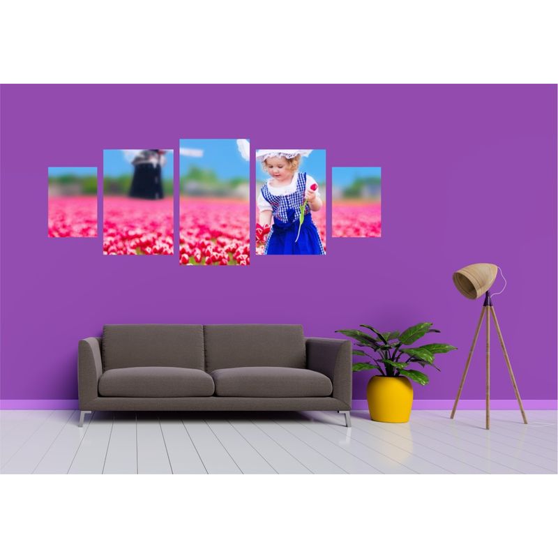 Casa si Gradina - Decoratiuni - Tablouri - Tablou multicanvas 5 piese Fetita pe camp, 220x90 cm - Infinity.ro