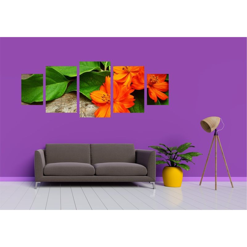 Casa si Gradina - Decoratiuni - Tablouri - Tablou multicanvas 5 piese Flori model 15, 220x90 cm - Infinity.ro