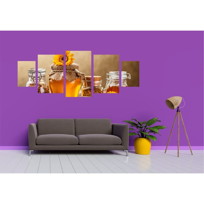 Casa si Gradina - Decoratiuni - Tablouri - Tablou multicanvas 5 piese Food and Drinks model 167, 220x90 cm - Infinity.ro