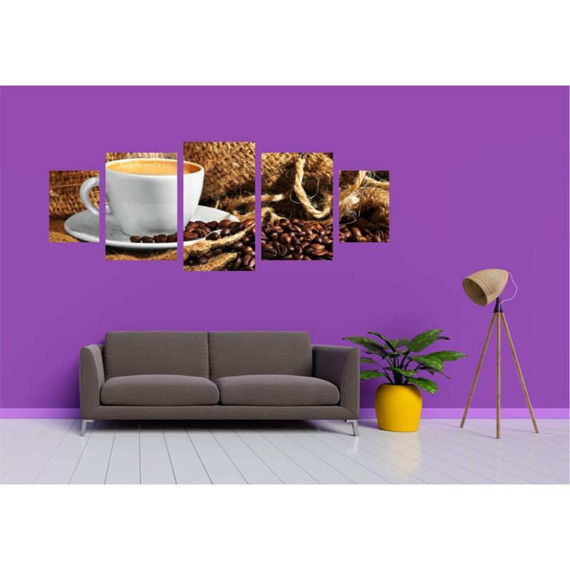 Casa si Gradina - Decoratiuni - Tablouri - Tablou multicanvas 5 piese Food and Drinks model 242, 220x90 cm - Infinity.ro
