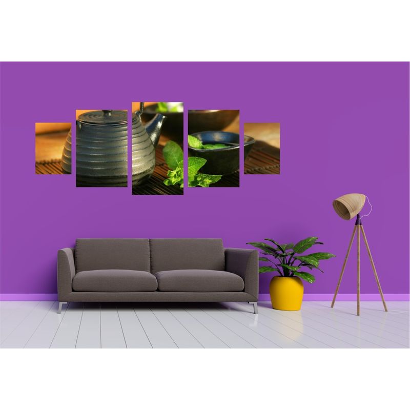 Casa si Gradina - Decoratiuni - Tablouri - Tablou multicanvas 5 piese Food and Drinks model 230, 220x90 cm - Infinity.ro