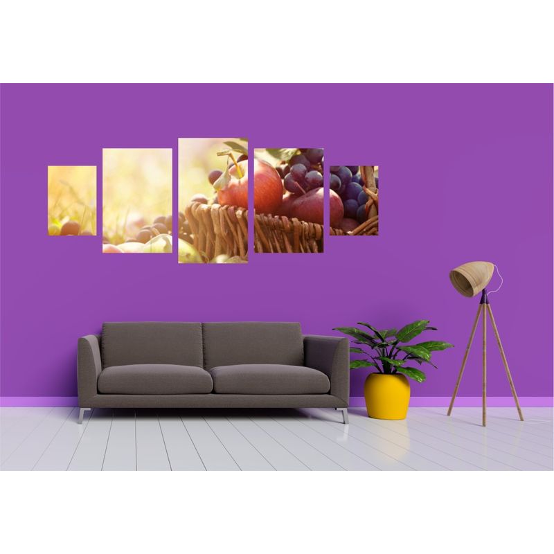 Casa si Gradina - Decoratiuni - Tablouri - Tablou multicanvas 5 piese Food and Drinks model 241, 220x90 cm - Infinity.ro