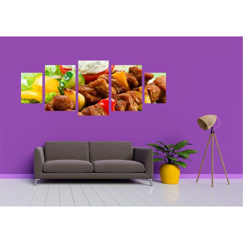 Casa si Gradina - Decoratiuni - Tablouri - Tablou multicanvas 5 piese Food and Drinks model 171, 220x90 cm - Infinity.ro