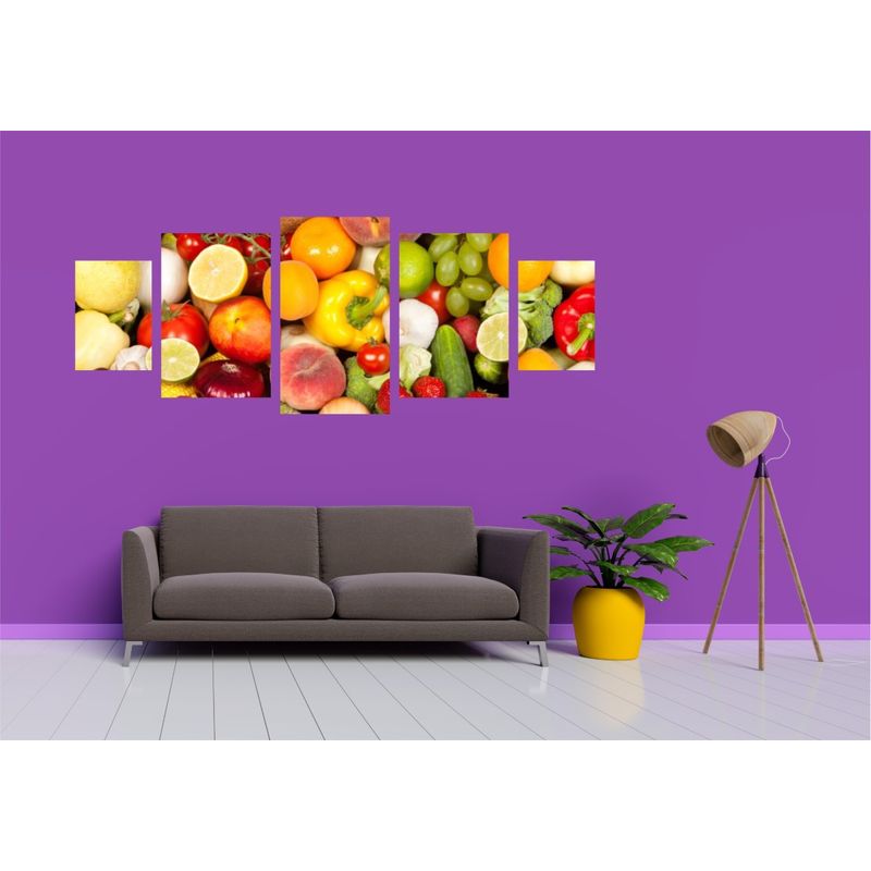 Casa si Gradina - Decoratiuni - Tablouri - Tablou multicanvas 5 piese Food and Drinks model 99, 220x90 cm - Infinity.ro