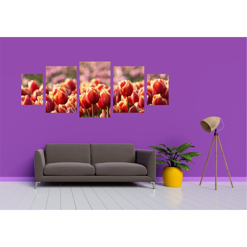 Casa si Gradina - Decoratiuni - Tablouri - Tablou multicanvas 5 piese Flori model 9, 220x90 cm - Infinity.ro