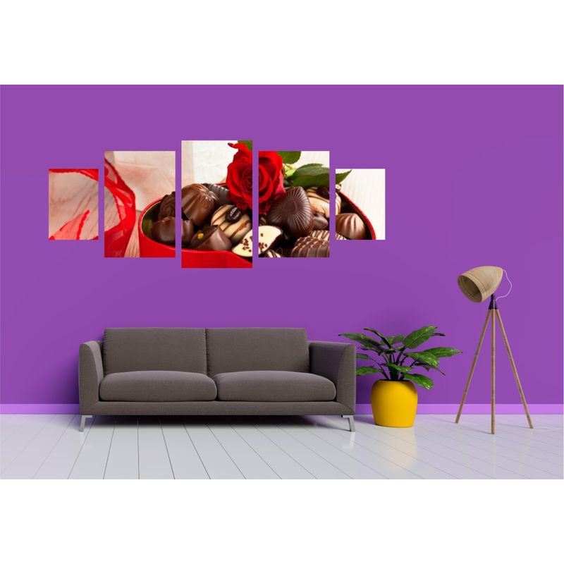 Casa si Gradina - Decoratiuni - Tablouri - Tablou multicanvas 5 piese Food and Drinks model 170, 220x90 cm - Infinity.ro