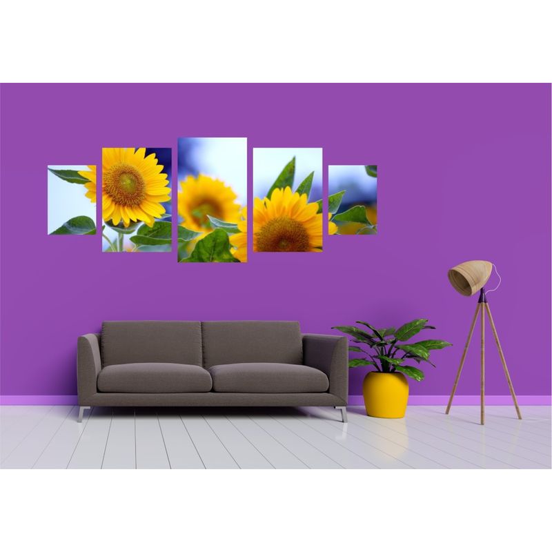 Casa si Gradina - Decoratiuni - Tablouri - Tablou multicanvas 5 piese Flori model 16, 220x90 cm - Infinity.ro