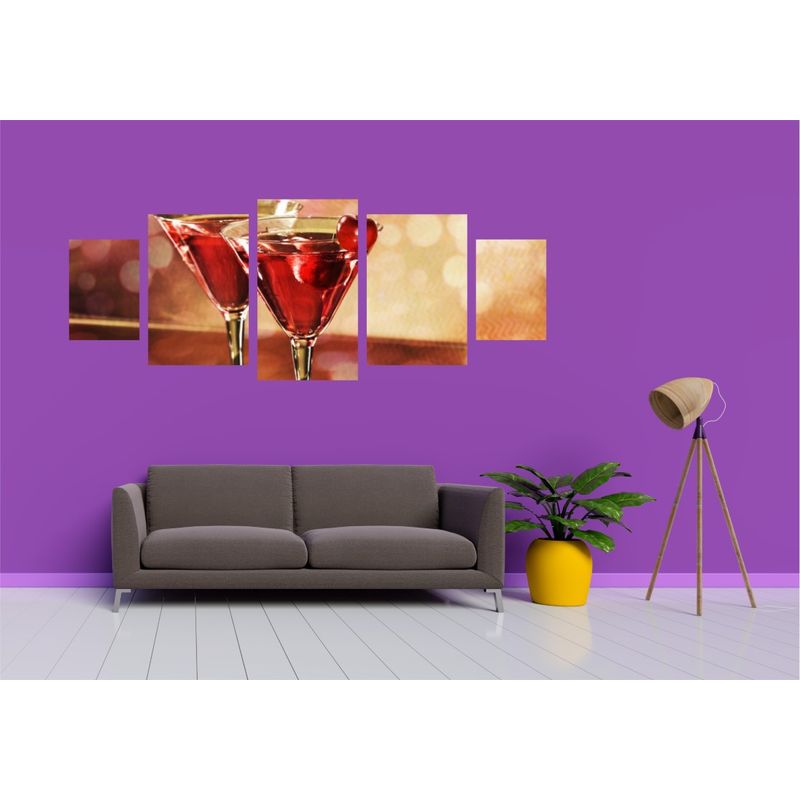 Casa si Gradina - Decoratiuni - Tablouri - Tablou multicanvas 5 piese Food and Drinks model 100, 220x90 cm - Infinity.ro