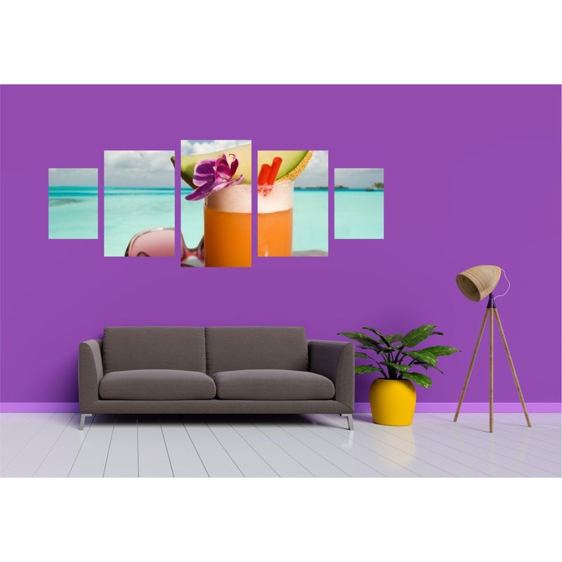 Casa si Gradina - Decoratiuni - Tablouri - Tablou multicanvas 5 piese Food and Drinks model 110, 220x90 cm - Infinity.ro
