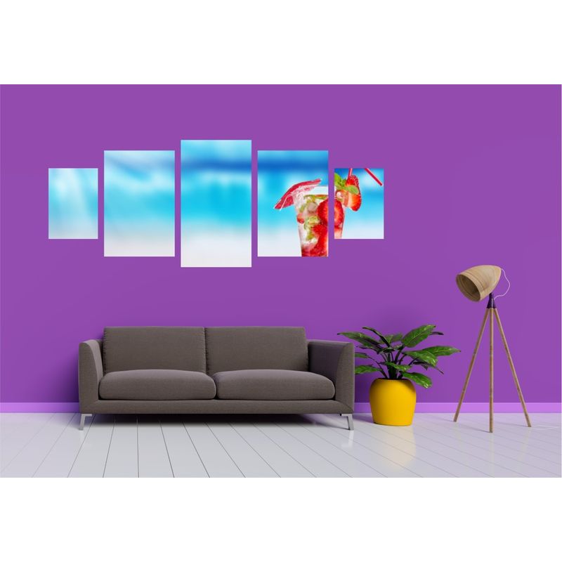 Casa si Gradina - Decoratiuni - Tablouri - Tablou multicanvas 5 piese Food and Drinks model 127, 220x90 cm - Infinity.ro