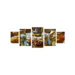 Casa si Gradina - Decoratiuni - Tablouri - Tablou multicanvas 5 piese Food and Drinks model 192, 220x90 cm - Infinity.ro