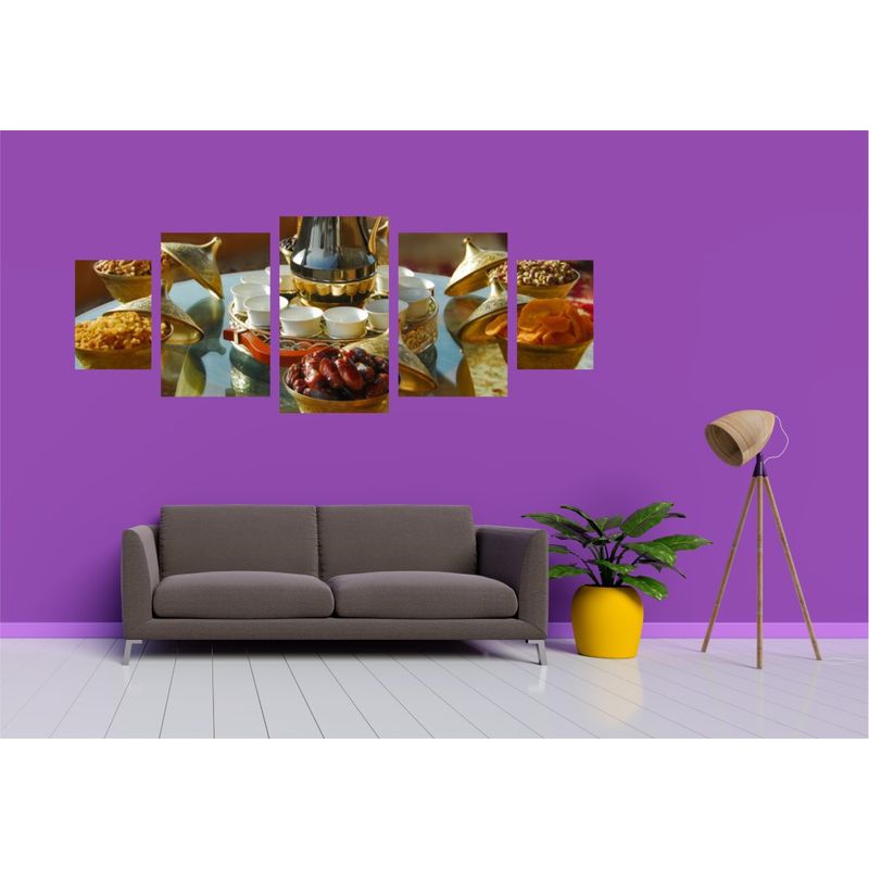 Casa si Gradina - Decoratiuni - Tablouri - Tablou multicanvas 5 piese Food and Drinks model 192, 220x90 cm - Infinity.ro