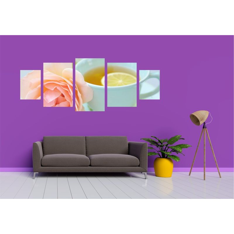 Casa si Gradina - Decoratiuni - Tablouri - Tablou multicanvas 5 piese Food and Drinks model 184, 220x90 cm - Infinity.ro