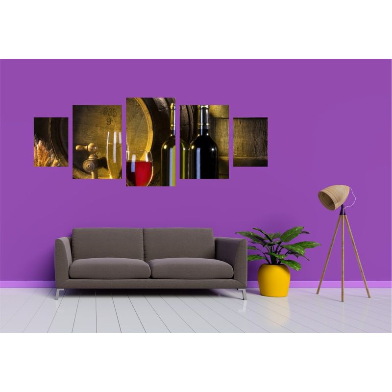 Casa si Gradina - Decoratiuni - Tablouri - Tablou multicanvas 5 piese Food and Drinks model 126, 220x90 cm - Infinity.ro