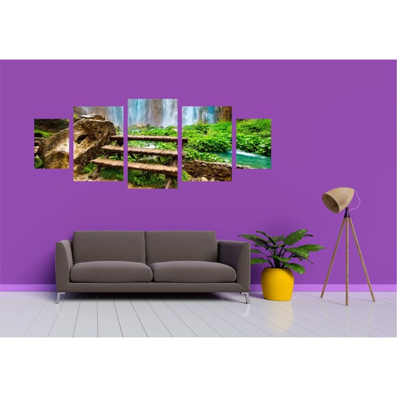 Casa si Gradina - Decoratiuni - Tablouri - Tablou multicanvas 5 piese model Cascada 4, 220x90 cm - Infinity.ro