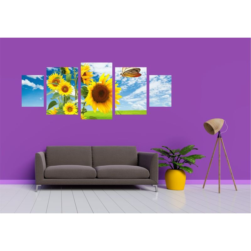 Casa si Gradina - Decoratiuni - Tablouri - Tablou multicanvas 5 piese Flori model 34, 220x90 cm - Infinity.ro