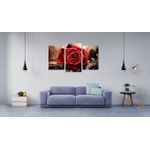 Casa si Gradina - Decoratiuni - Tablouri - Tablou multicanvas 3 piese Trandafirul rosu aprins, 150x90 cm - Infinity.ro